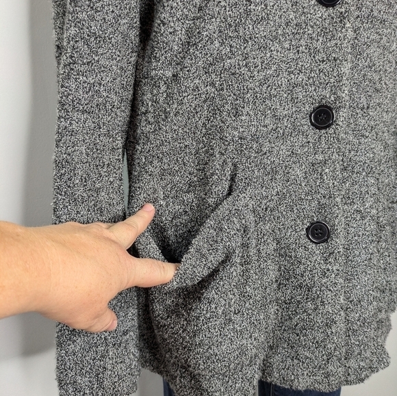 Sandro grey soft fuzzy long sleeve button up jacket L - Picture 3 of 9